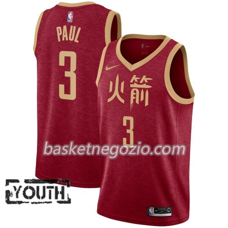 Canotte Bambino Houston Rockets Chris Paul 3 2018-19 Nike City Edition Rosso Swingman